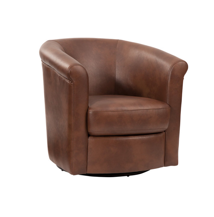 Pinehill Faux Leather 360 Swivel Barrel Chair